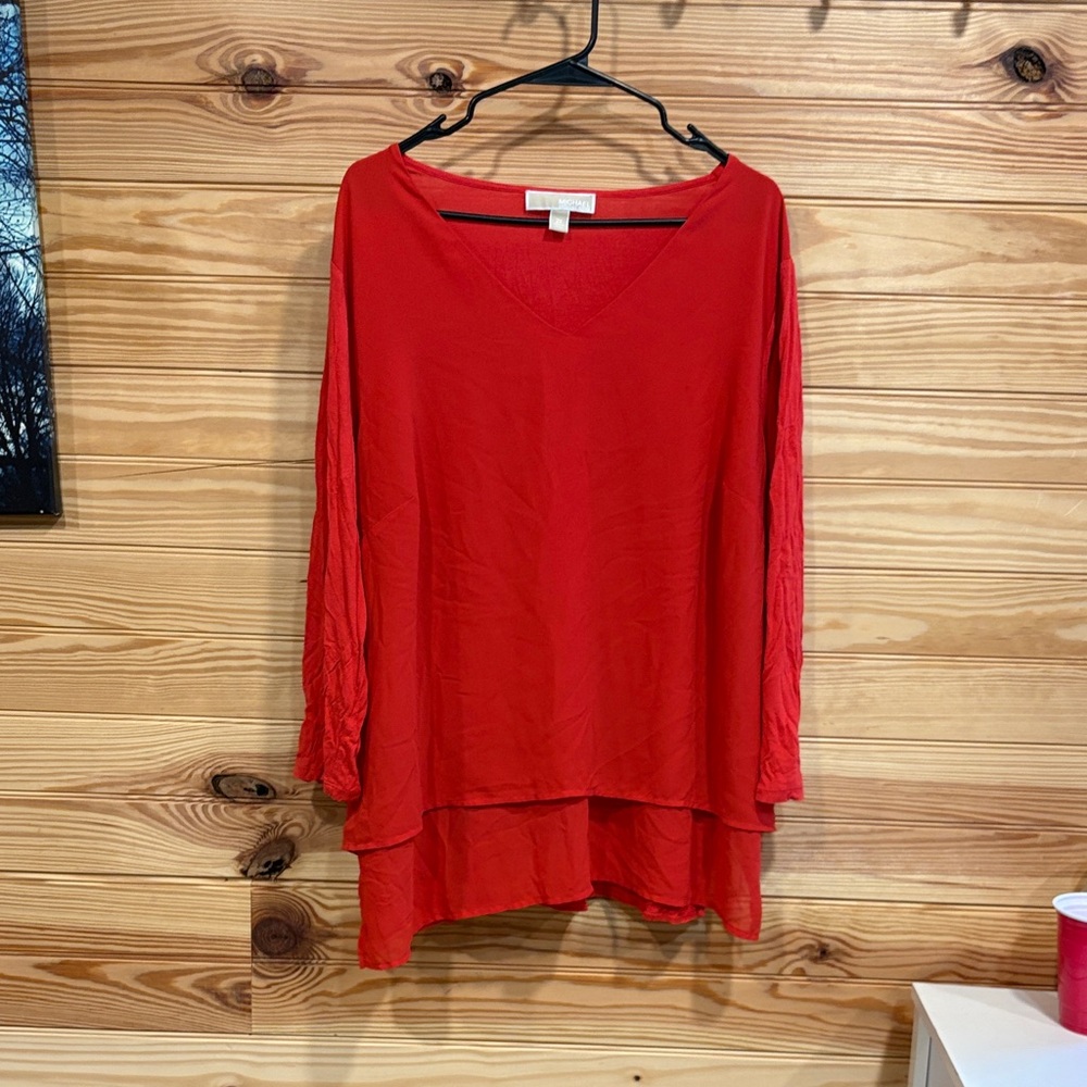 Michael Kors Women's Red V-Neck Top